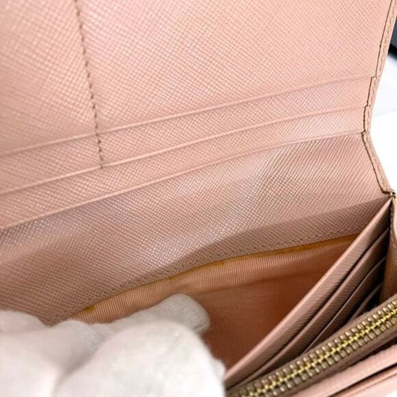 Prada Bifold Long Wallet Pink Fiocco 1 M1132 Wallet - Picture 9 of 10